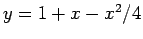 $ y=1+x-x^2/4$