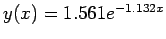 $y(x)=1.561e^{-1.132x}$