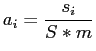 $\displaystyle a_i = \frac{s_i}{S*m}
$