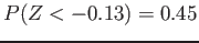 $ P(Z<-0.13) =0.45$